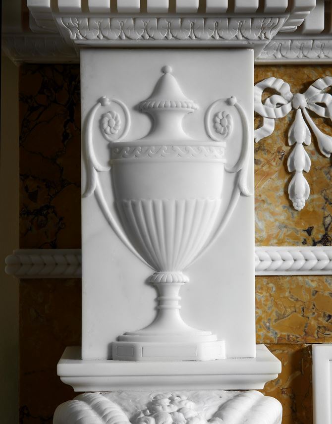 A GEORGE III STATUARY AND SIENNA MARBLE CHIMNEY PIECE BY JOSEPH WILTON AND DESIGNED BY JOSEPH BONOMI | MasterArt